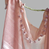 Fyoli Fyoli WOVEN MIST Night Indigo Natural Dye Handwoven Scarf in Madder Pink - women's artisan scarf