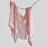 Fyoli Fyoli WOVEN MIST Night Indigo Natural Dye Handwoven Scarf in Madder Pink - women's artisan scarf