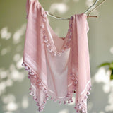 Fyoli Fyoli WOVEN MIST Night Indigo Natural Dye Handwoven Scarf in Madder Pink - women's artisan scarf