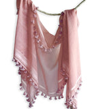 Fyoli Fyoli WOVEN MIST Night Indigo Natural Dye Handwoven Scarf in Madder Pink - women's artisan scarf