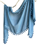 Fyoli Fyoli WOVEN MIST Night Indigo Natural Dye Handwoven Scarf in Madder Pink - women's artisan scarf