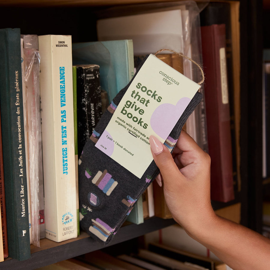 Conscious Step Socks that Give Books - handcrafted socks