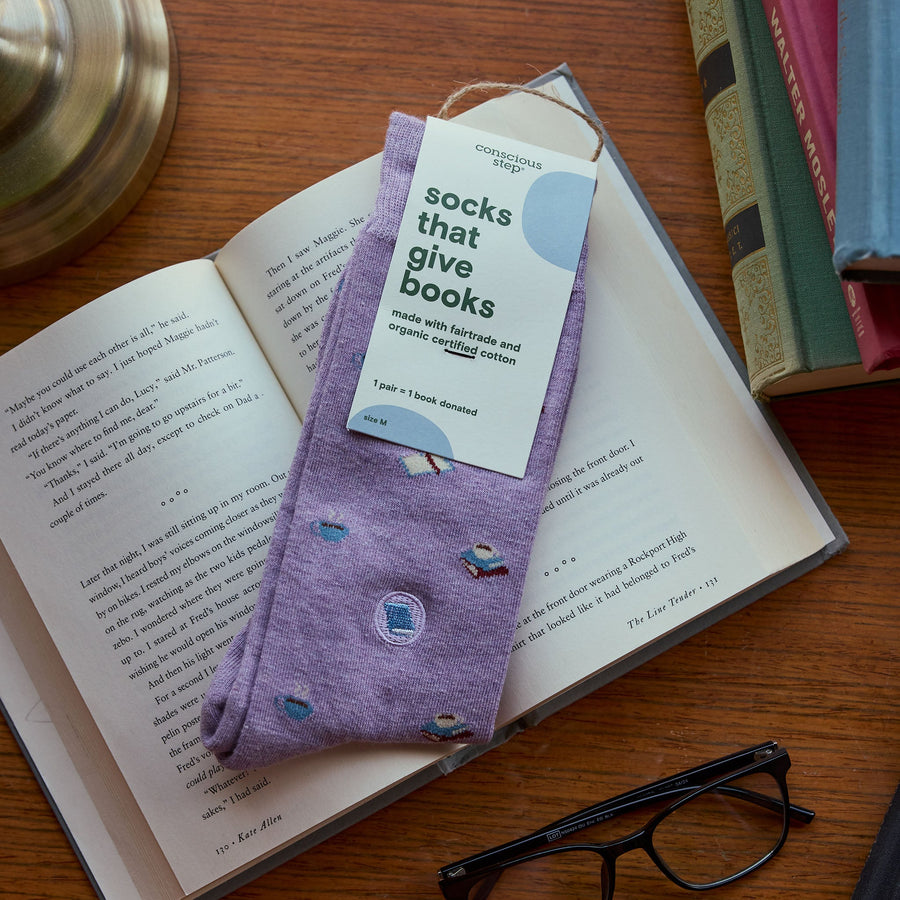 Conscious Step Socks that Give Books - handcrafted socks