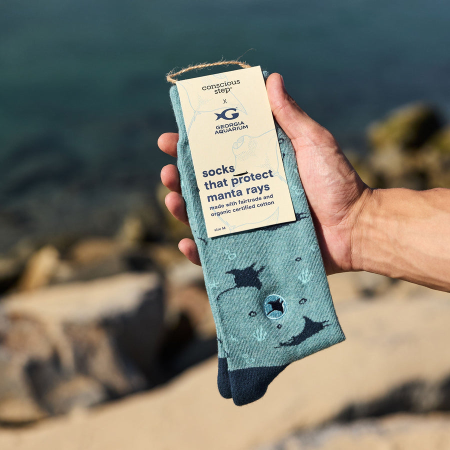 Conscious Step Socks that Protect Manta Rays - handcrafted socks