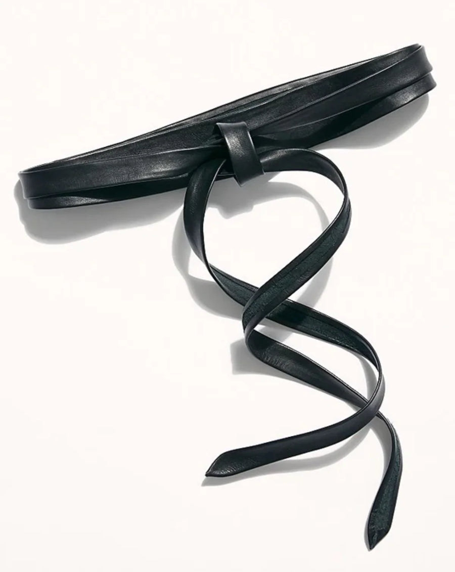Ada Belts Midi Wrap Belt in Black - handcrafted leather belt