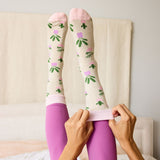 Conscious Step Socks that Support Mental Health – two-pack crew socks with green plant print mental health awareness  