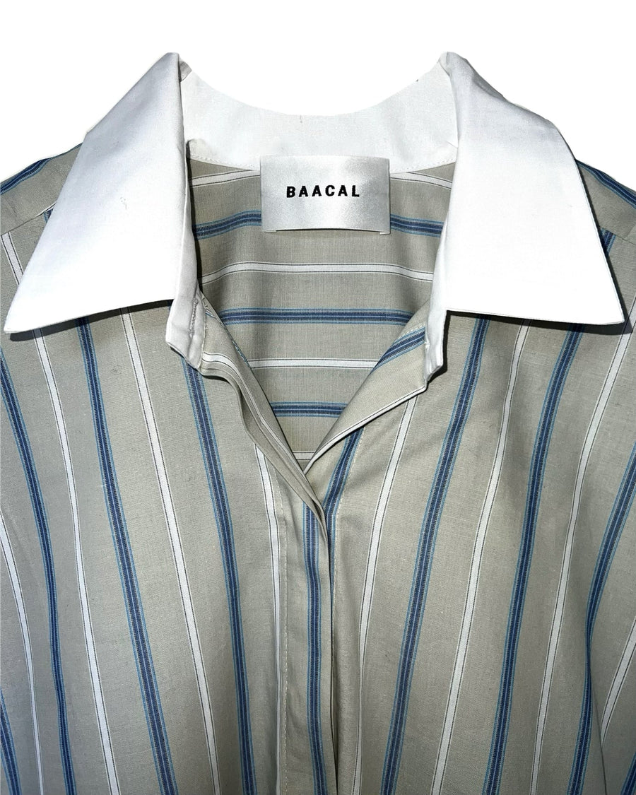 Baacal Mia Oversized Shirt Dress in Multi Stripe - shirt dress fabric detail