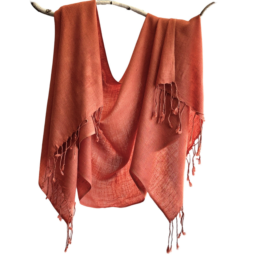 Fyoli Fyoli SHANTI Peace Eri Silk Natural Dye Handwoven Scarf in Iron Grey - women's artisan scarf