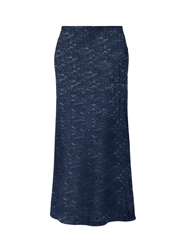 Baacal Gianna Stretch Lace Mermaid Maxi Skirt in Navy - plus size skirt, product view