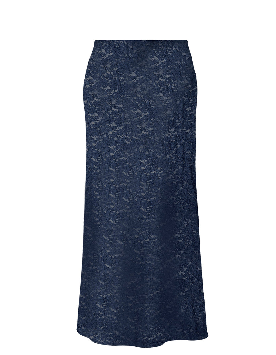 Baacal Gianna Stretch Lace Mermaid Maxi Skirt in Navy - plus size skirt, product view