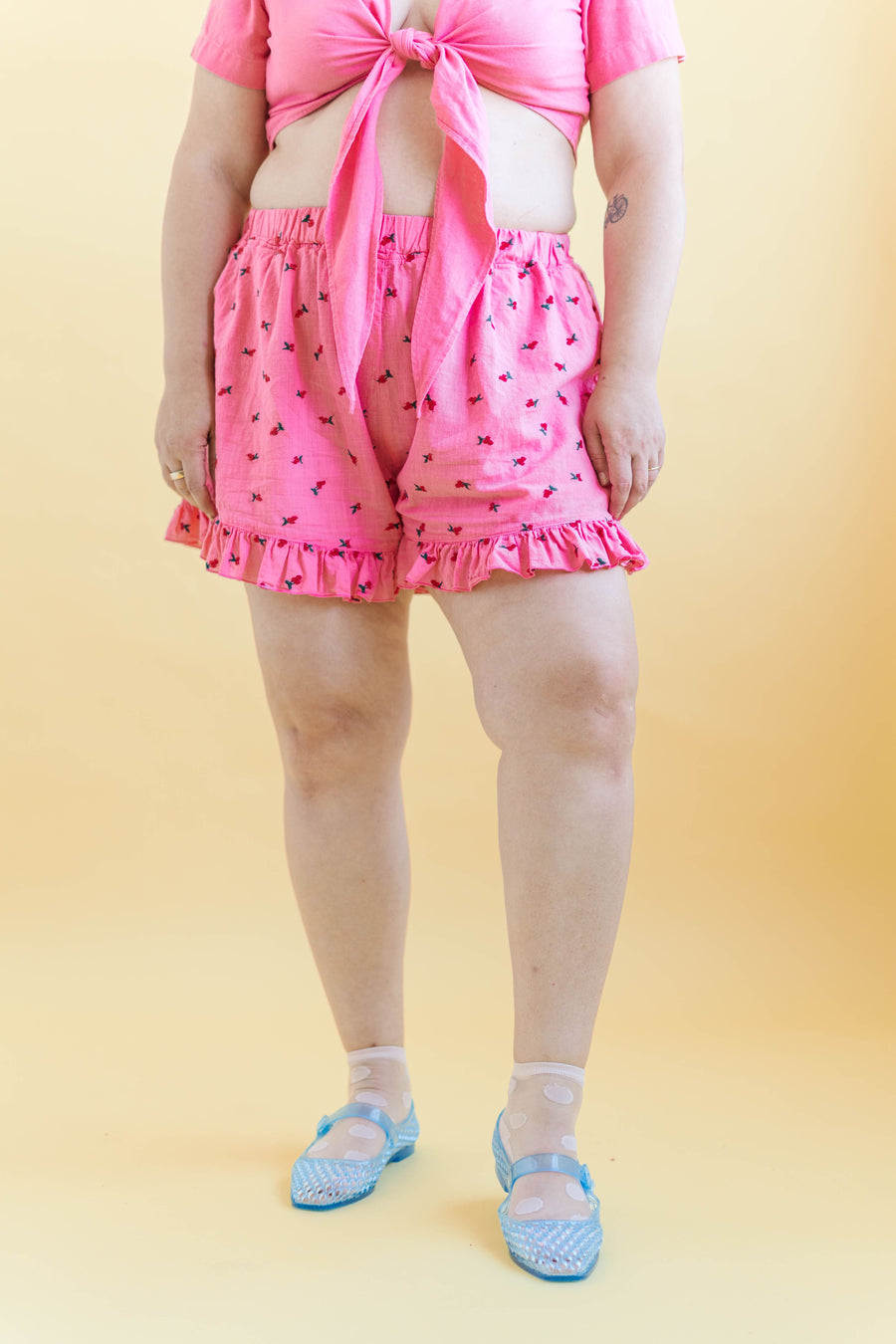 Nettle Studios Bloomers in Bubblegum Cherry Cotton - plus size bloomers, product view
