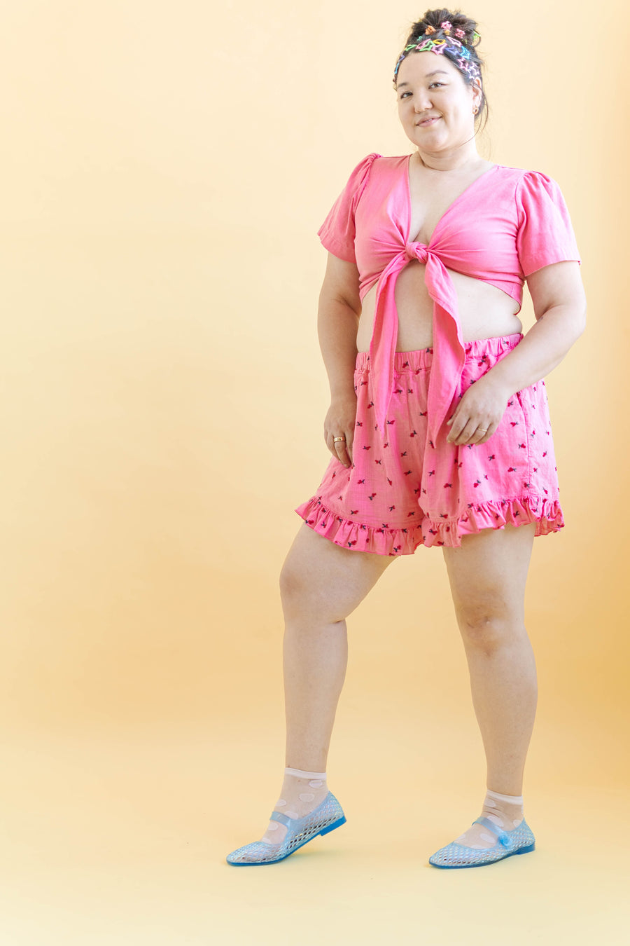 Nettle Studios Bloomers in Bubblegum Cherry Cotton - plus size bloomers, product view