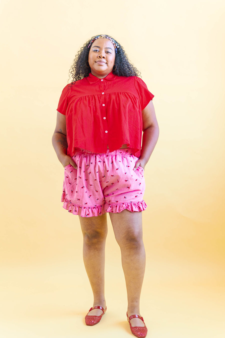 Nettle Studios Bloomers in Bubblegum Cherry Cotton - plus size bloomers, product view