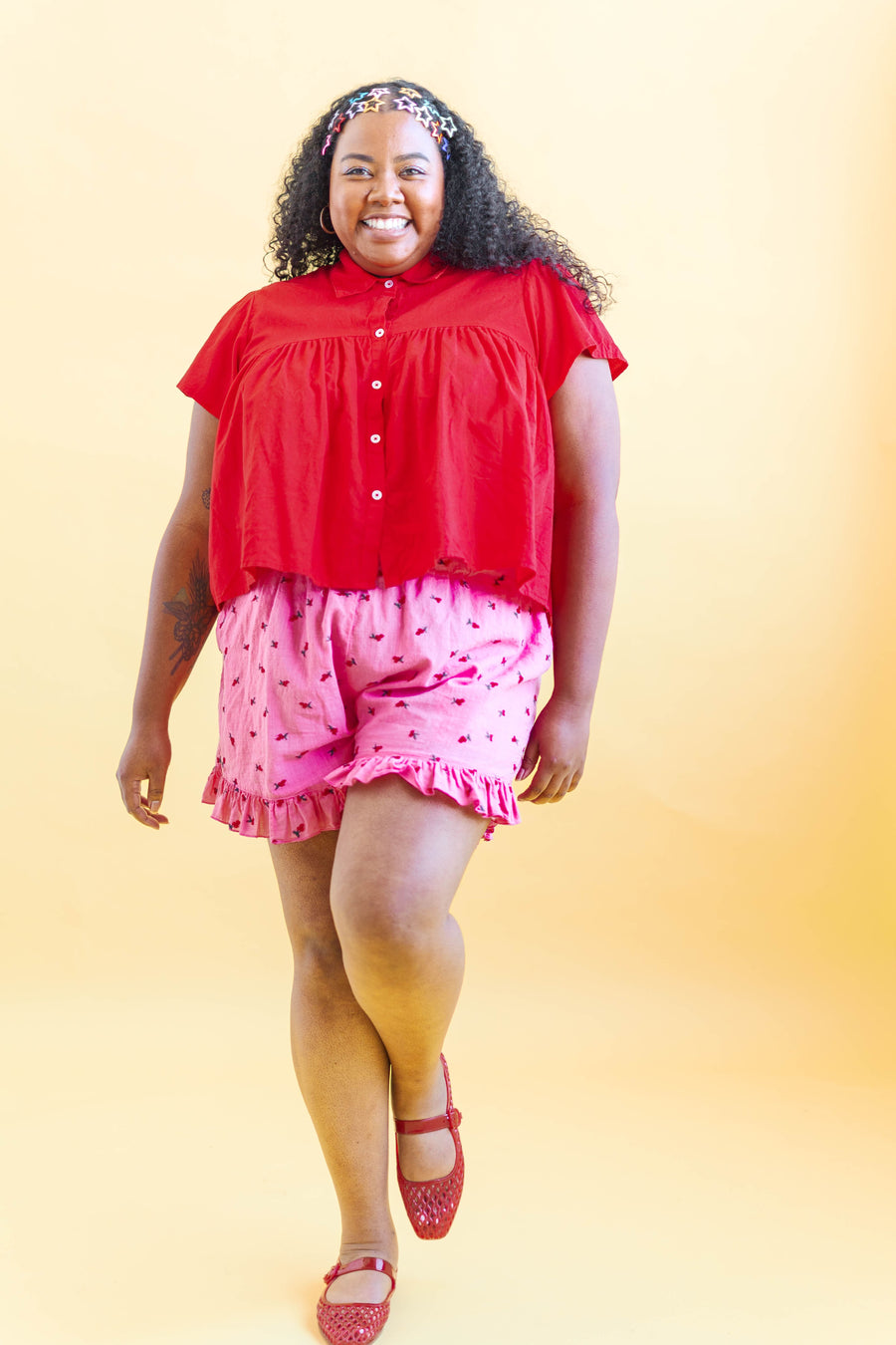 Nettle Studios Bloomers in Bubblegum Cherry Cotton - plus size bloomers, product view