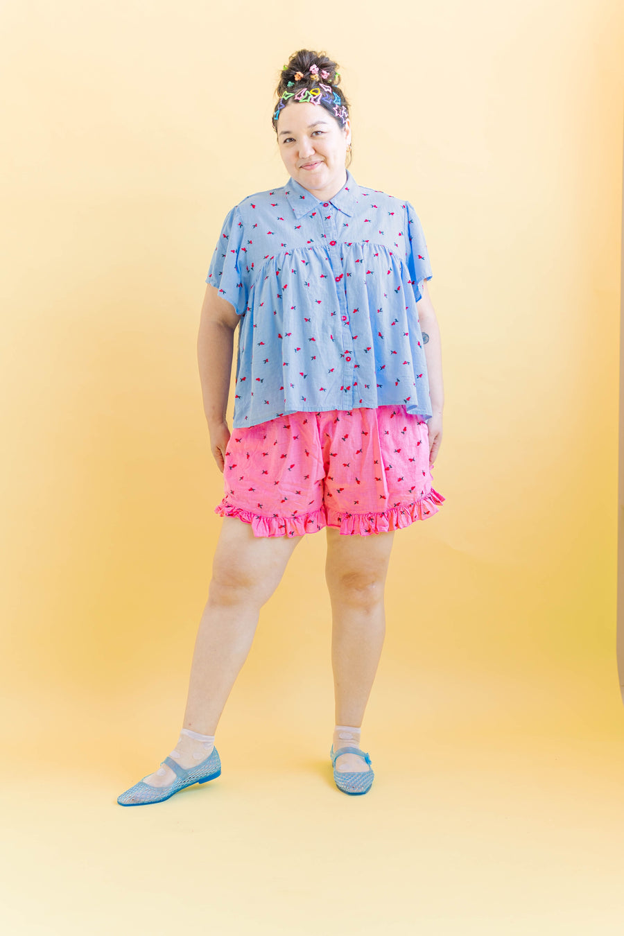Nettle Studios Bloomers in Bubblegum Cherry Cotton - plus size bloomers, product view