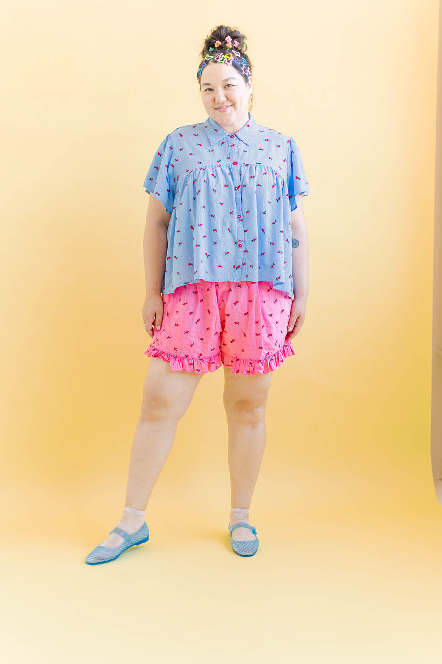 Nettle Studios Bloomers in Bubblegum Cherry Cotton - plus size bloomers, product view