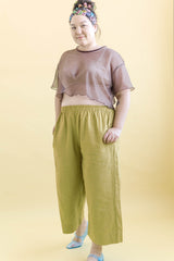 Nettle Studios Boxy Crop Top in Brown Sugar Mesh - plus size crop top, product view