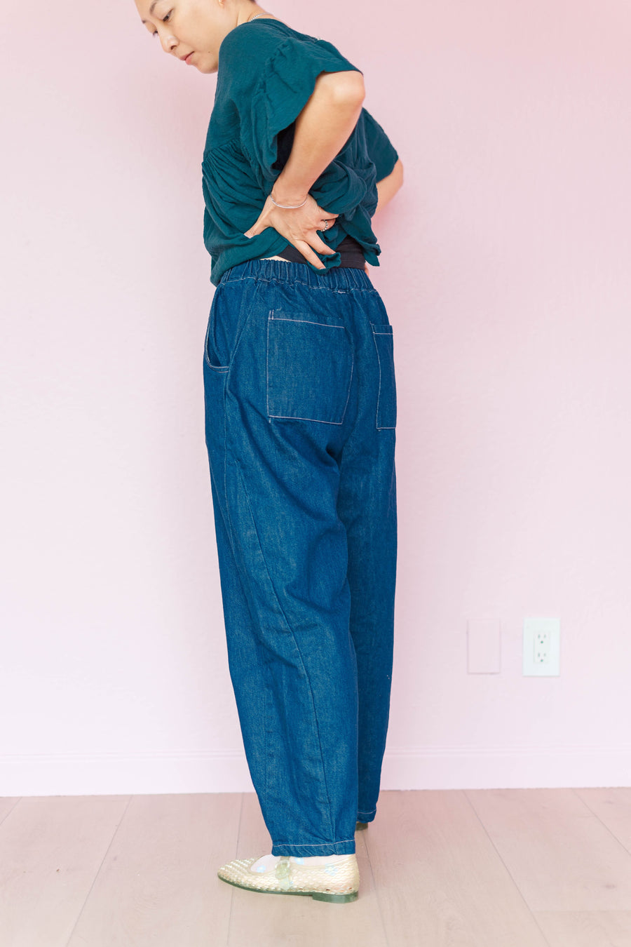 Nettle Studios Denim Barrel Pant - plus size barrel pant, product view