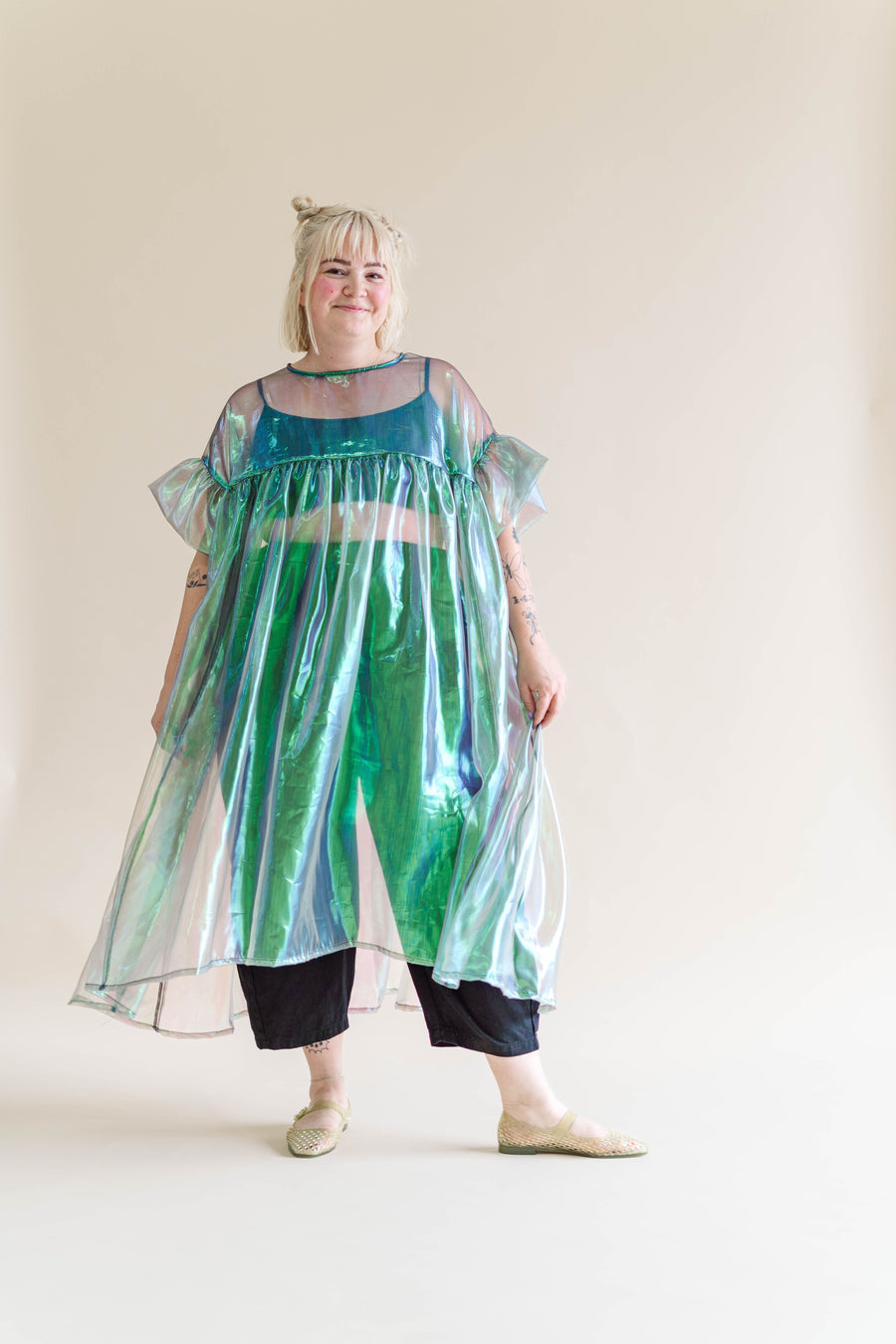 Nettle Studios Electric Lettuce Metallic Mushroom Dress - plus size mushroom dress, product view