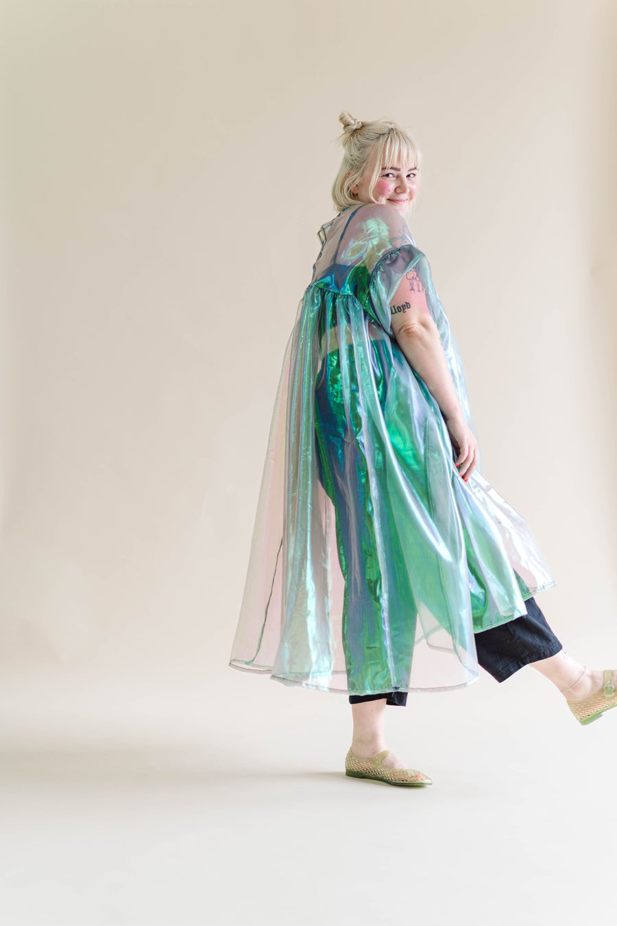 Nettle Studios Electric Lettuce Metallic Mushroom Dress - plus size mushroom dress, product view