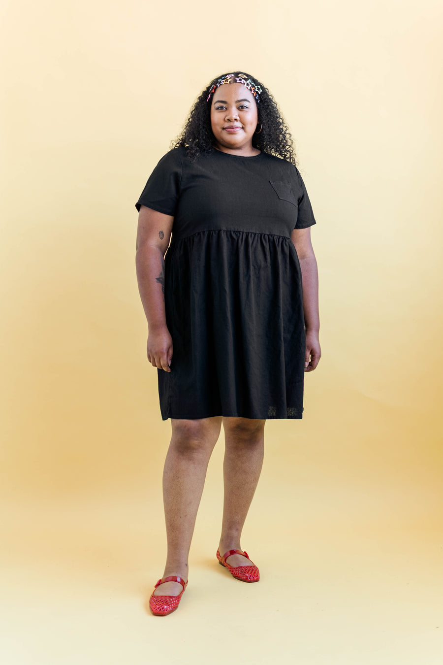 Nettle Studios Black Linen Everyday Dress - plus size dress, product view