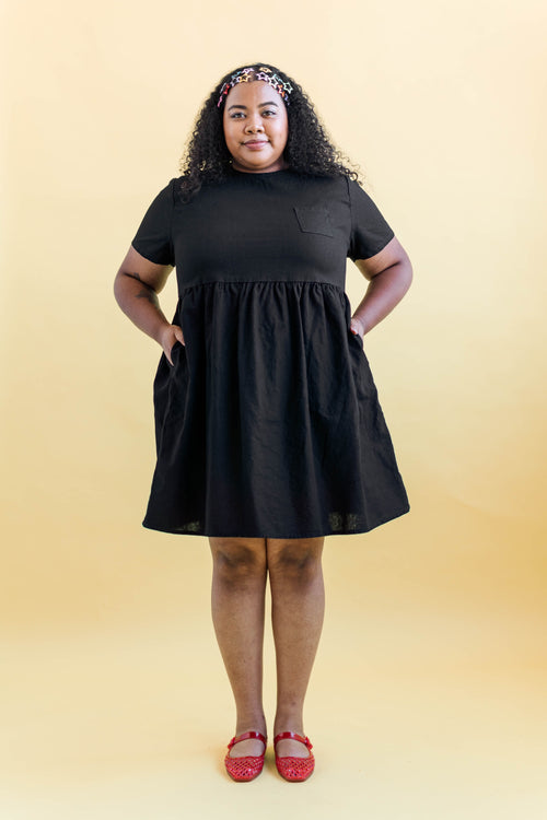 Nettle Studios Black Linen Everyday Dress - plus size dress, product view