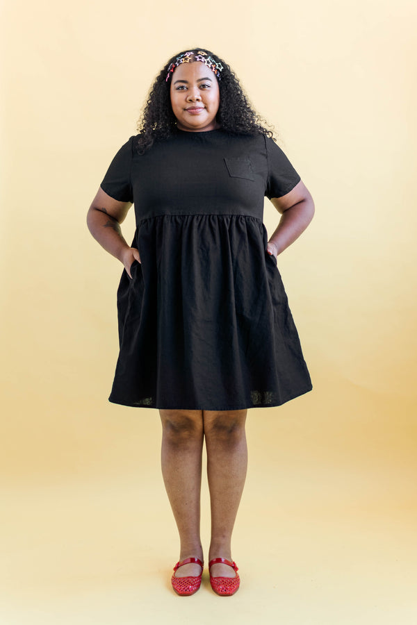 Nettle Studios Black Linen Everyday Dress - plus size dress, product view