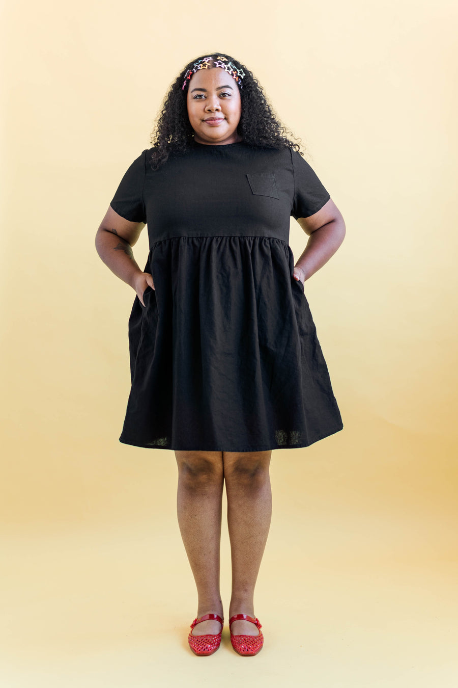 Nettle Studios Black Linen Everyday Dress - plus size dress, product view