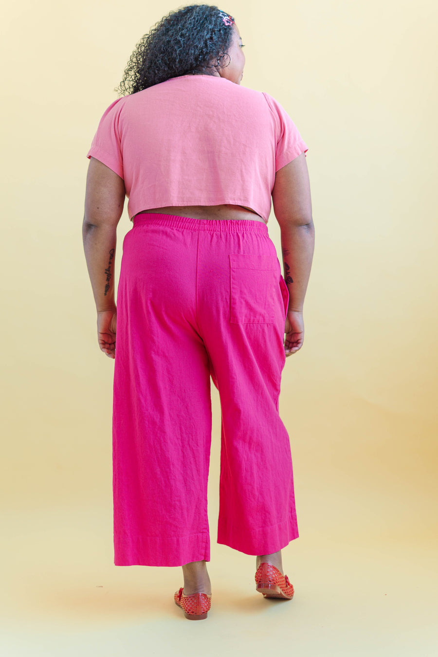Nettle Studios Bubblegum Linen Tied Top - plus size top, product view
