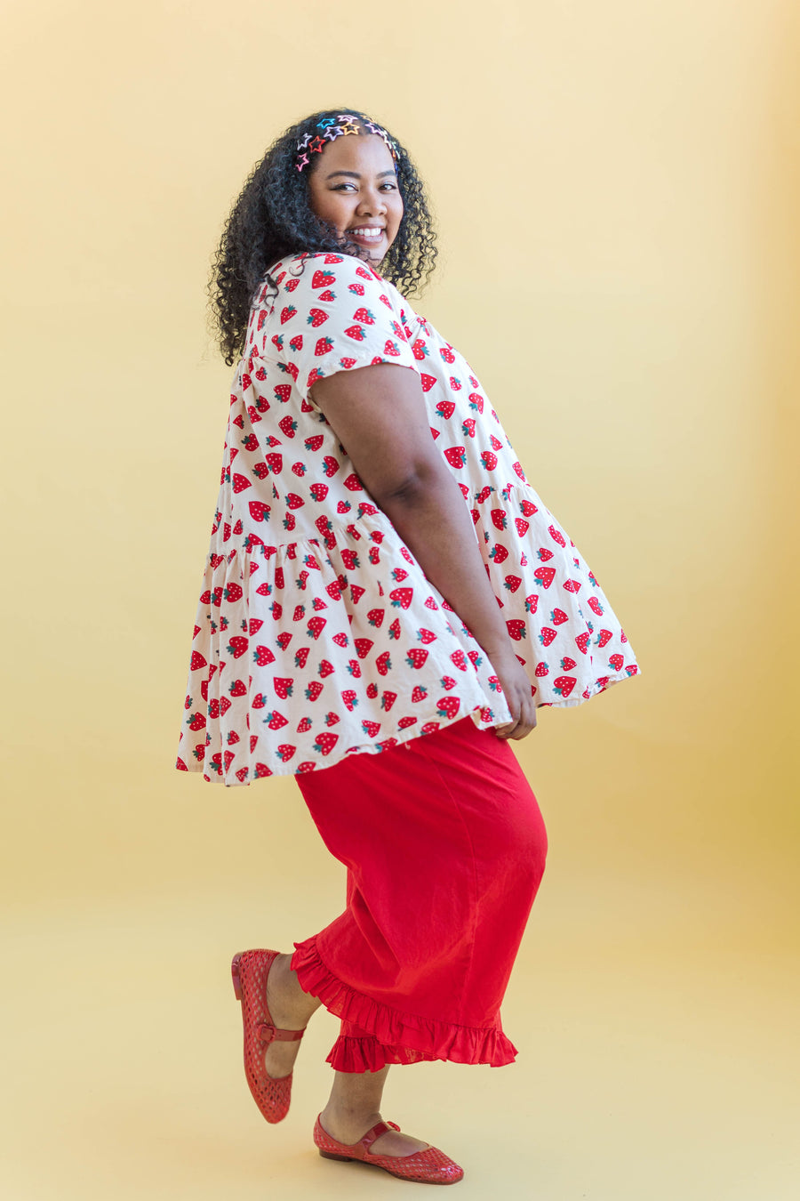 Strawberry Cotton Poplin Tie | Plus Size Dress - Nettle Stud
