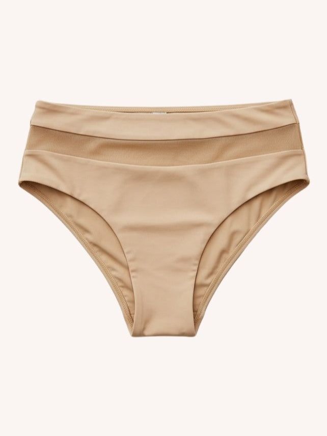 Nomads Swimwear Bay Bottom II in Taupe - size inclusive swimwear on size inclusive model, front view