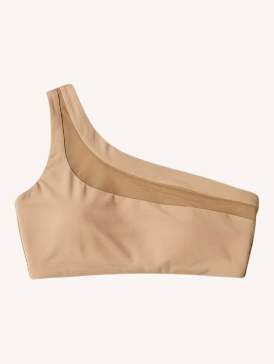 Nomads Swimwear Bay Top II in Taupe - size inclusive swimwear on size inclusive model, front view