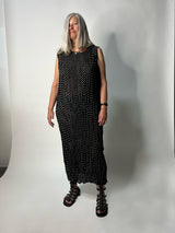Jaya Pleated Dress- Reversible Polka Dot / Black