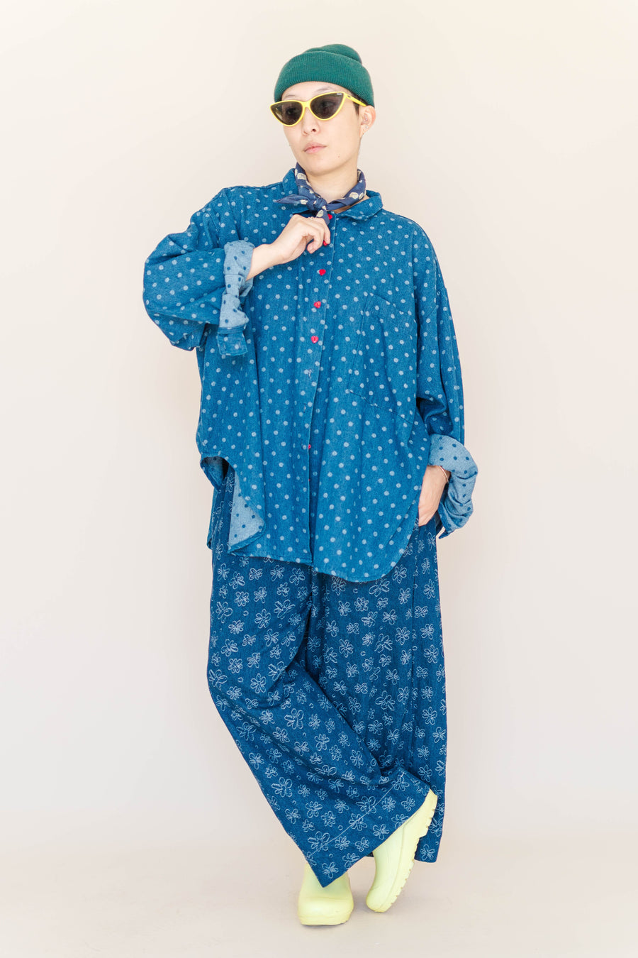 Nettle Studios Dark Daisy Denim Mid Easy Pant - plus size easy pant, product view