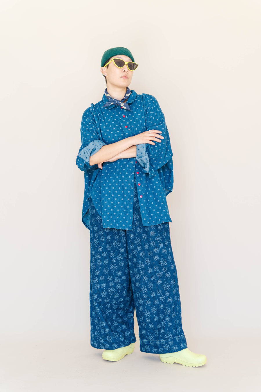Nettle Studios Dark Daisy Denim Mid Easy Pant - plus size easy pant, product view