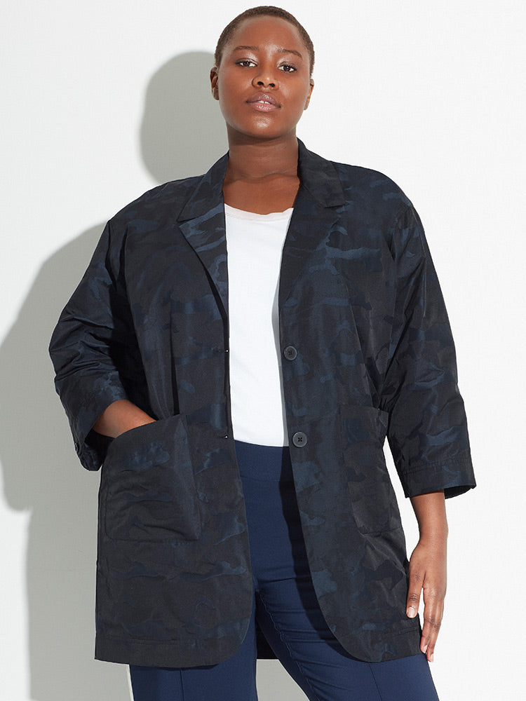 See ROSE Go Jacquard Unstructured Blazer - plus size garment, product view