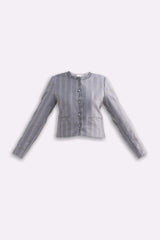 Cropped Reistor Lady Jacket in Grey Cotton Tweed.
