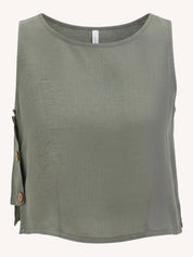 Reistor Boxy Crop Top in Dark Green - plus size crop top, front view