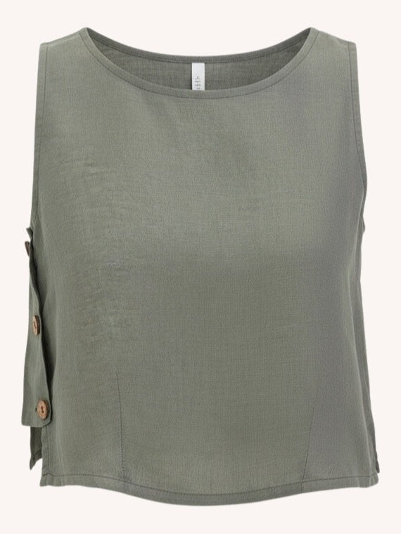 Reistor Boxy Crop Top in Dark Green - plus size crop top, front view