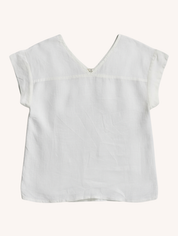 Reistor Boxy Top with Embroidered Lace Detail - top fabric detail