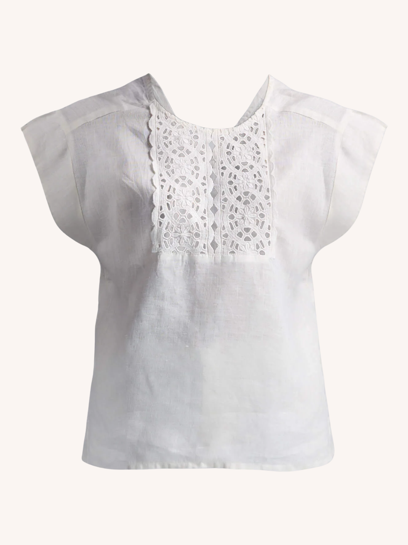 Reistor Boxy Top with Embroidered Lace Detail - top fabric detail