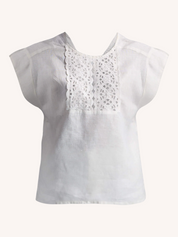 Reistor Boxy Top with Embroidered Lace Detail - top fabric detail