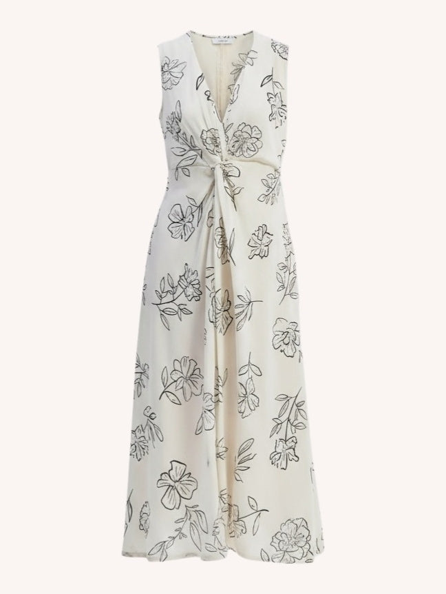 Reistor Front Twist Maxi dress in Black Florals - plus size maxi dress, front view