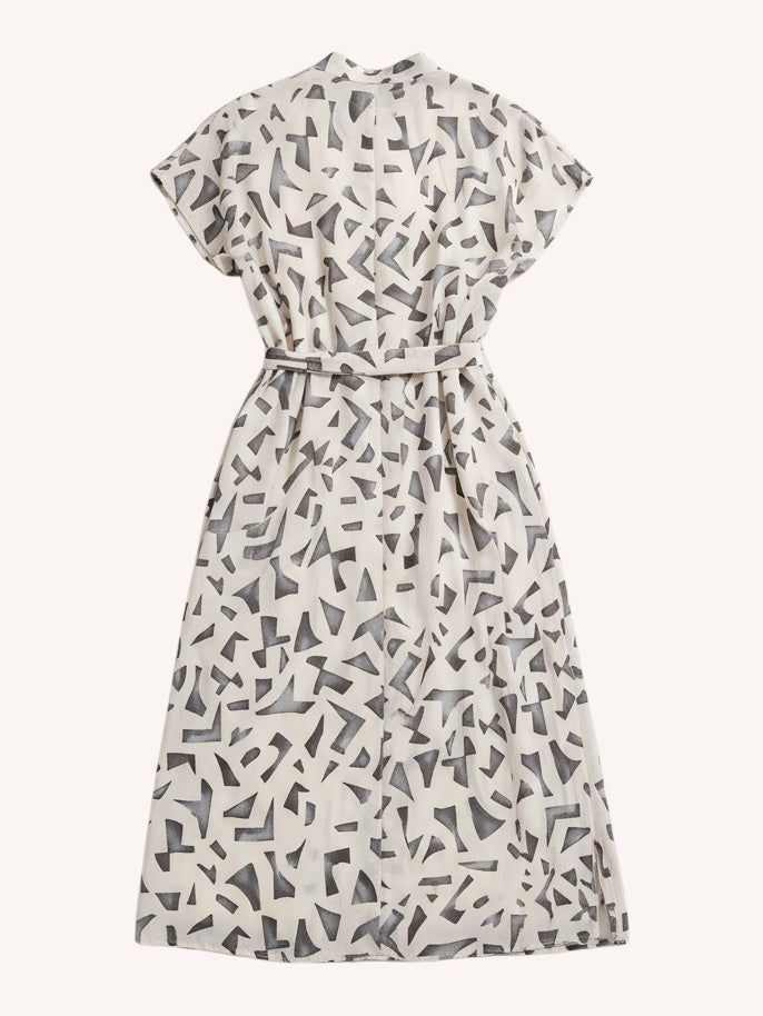 Reistor Gathered Maxi Dress with Side Slits in Mosaic - plus size maxi dress, back view
