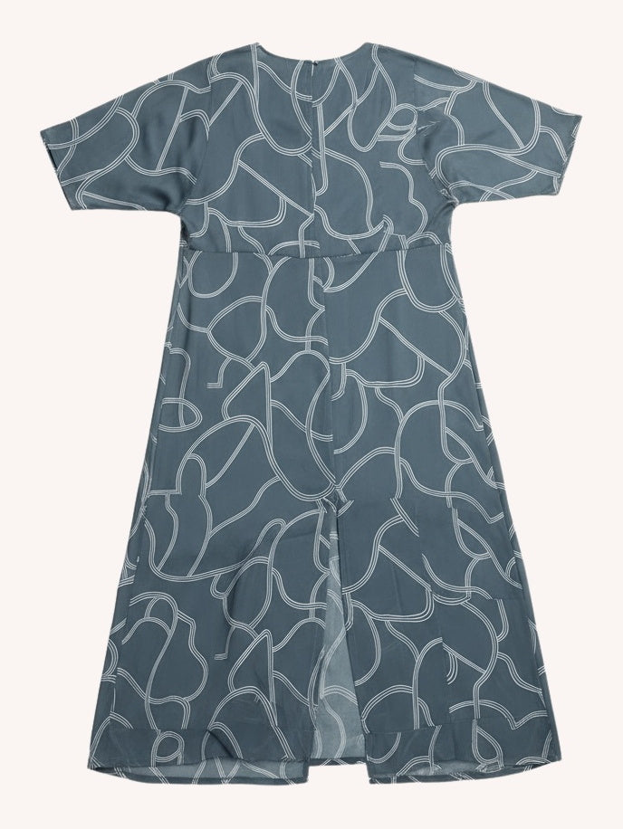 Reistor Maxi Dress with Side Slits in Abstract Stripes - plus size maxi dress, back view