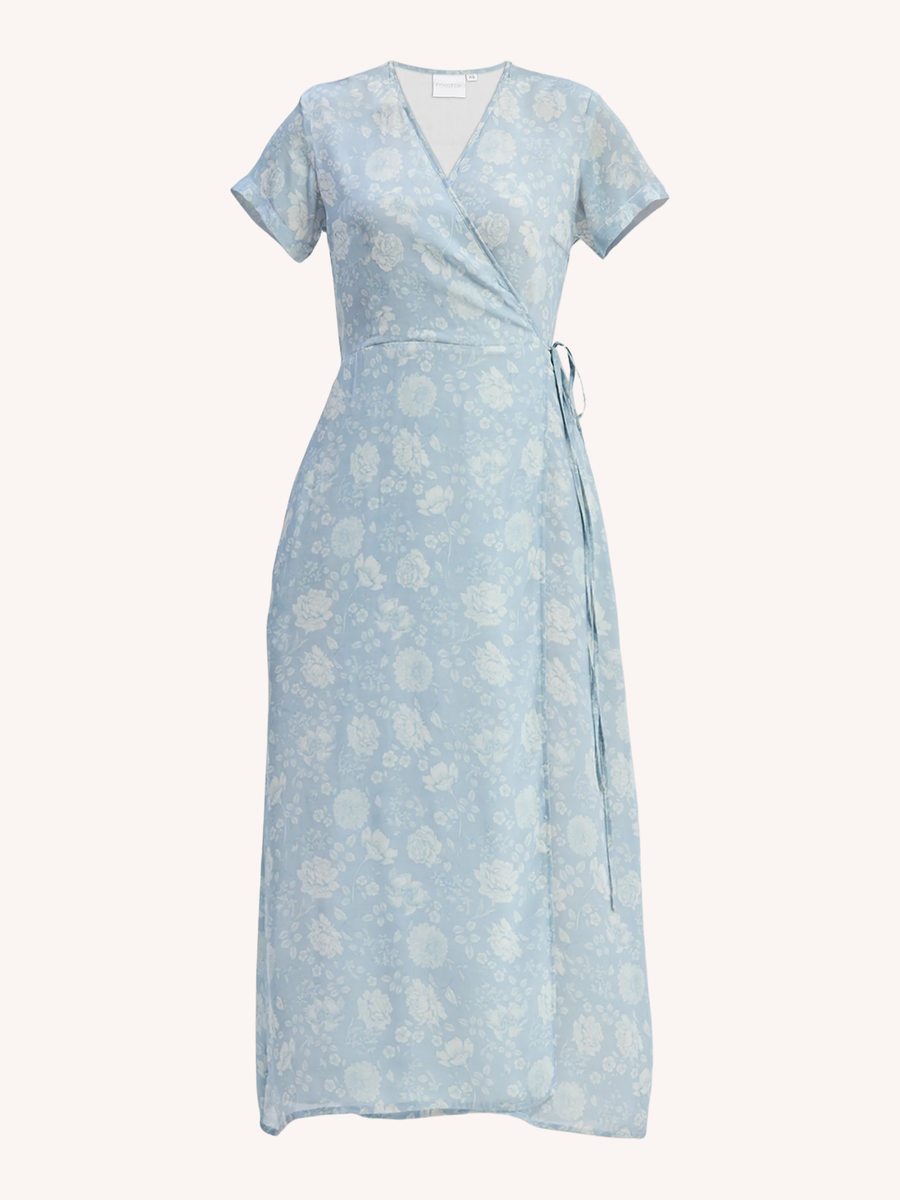 Reistor Maxi Wrap Dress in Florals - plus size dress, front view