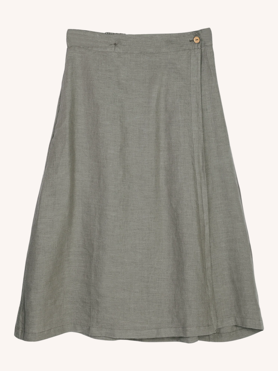 Reistor Overlap Midi Skirt in Dark Green - plus size skirt, front view