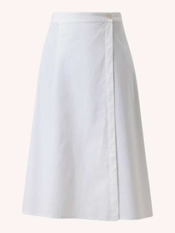 Reistor Overlap Midi Skirt in White - plus size skirt, front view