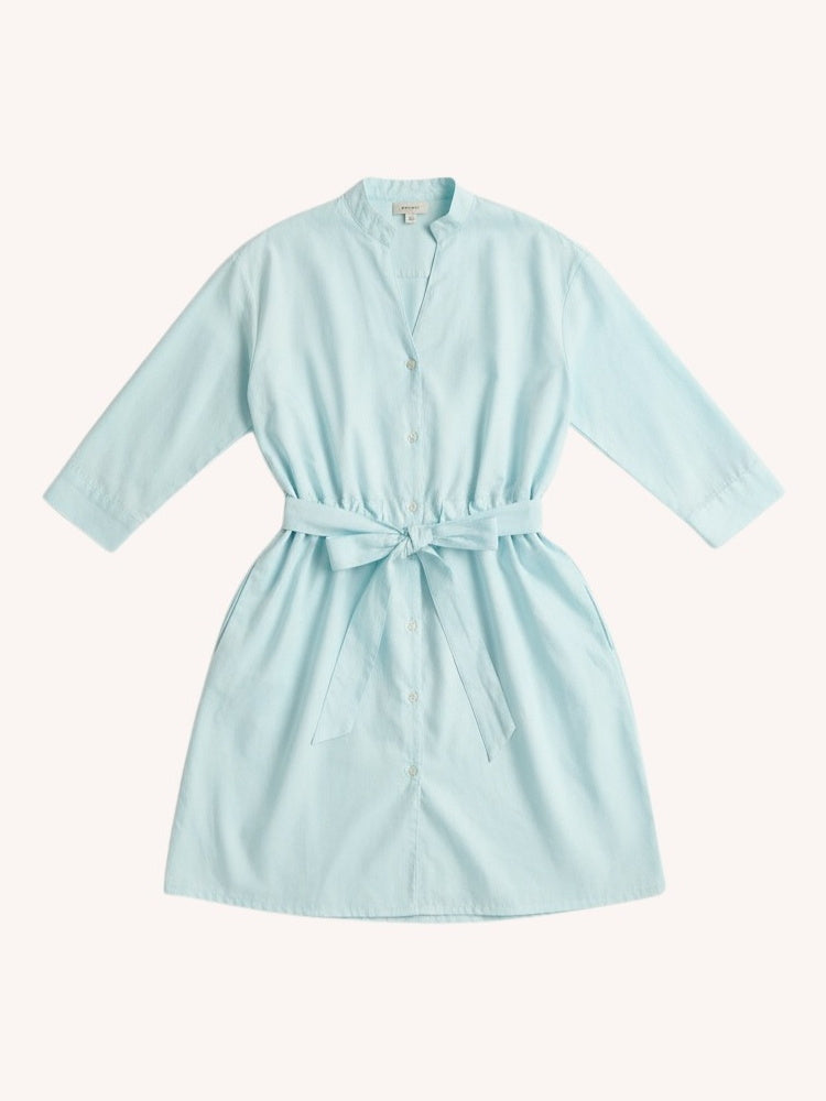 Reistor Short Tie Waist Dress in Summer Blue - plus size dress, front view