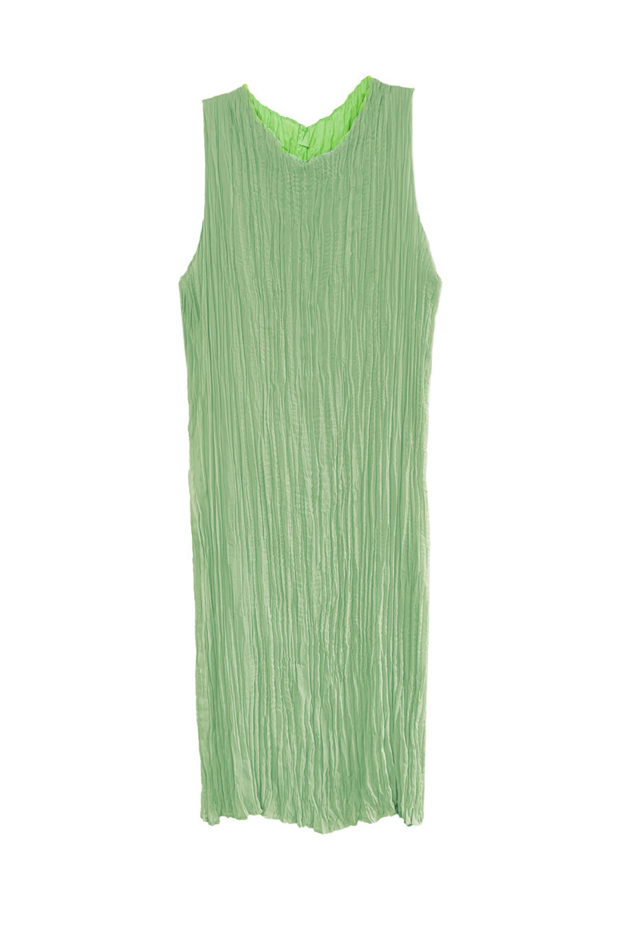 Baacal Jaya Pleated Dress in Reversible Lime/Sage Green - plus size dress, product view